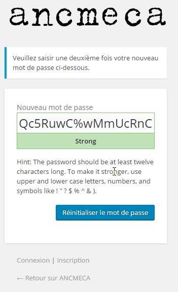 ANCMECA › Réinitialiser le mot de passe - Google Chrome